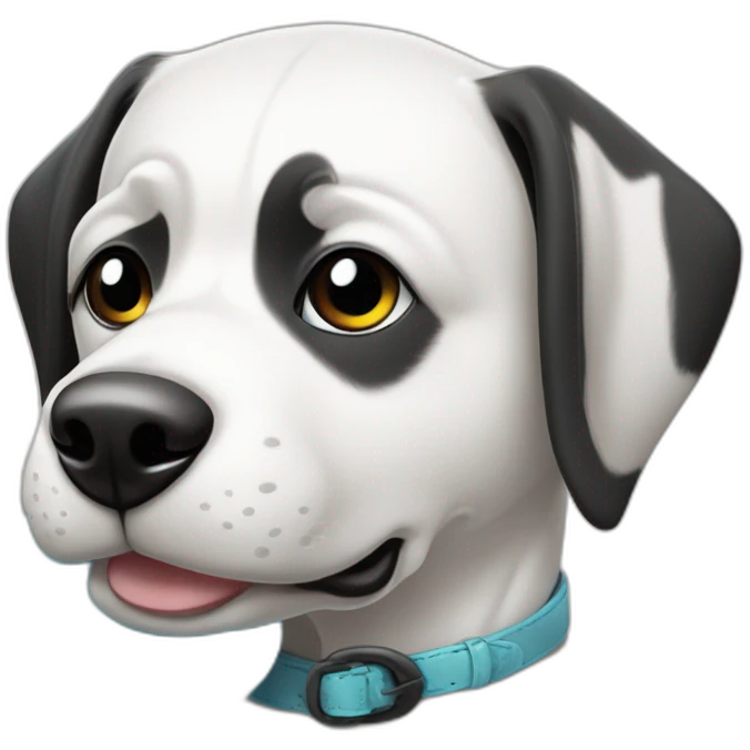 perro con barbita, OJO CELESTE. blanco y NEGRO, ladrador emoji
