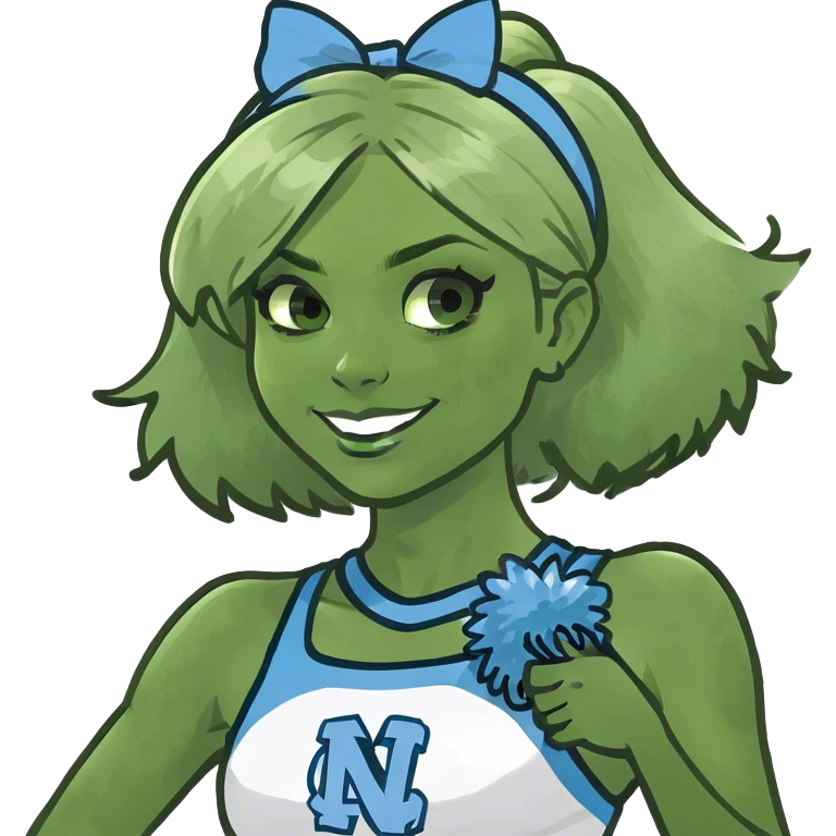 Blonde girl, UNC cheerleader with pom-poms emoji