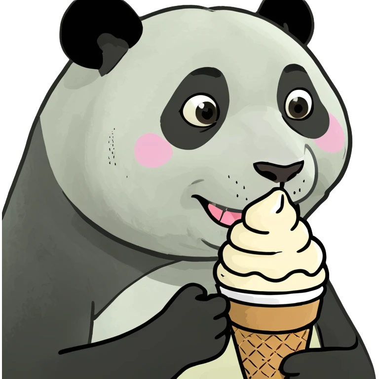 Panda eating ice cream emoji