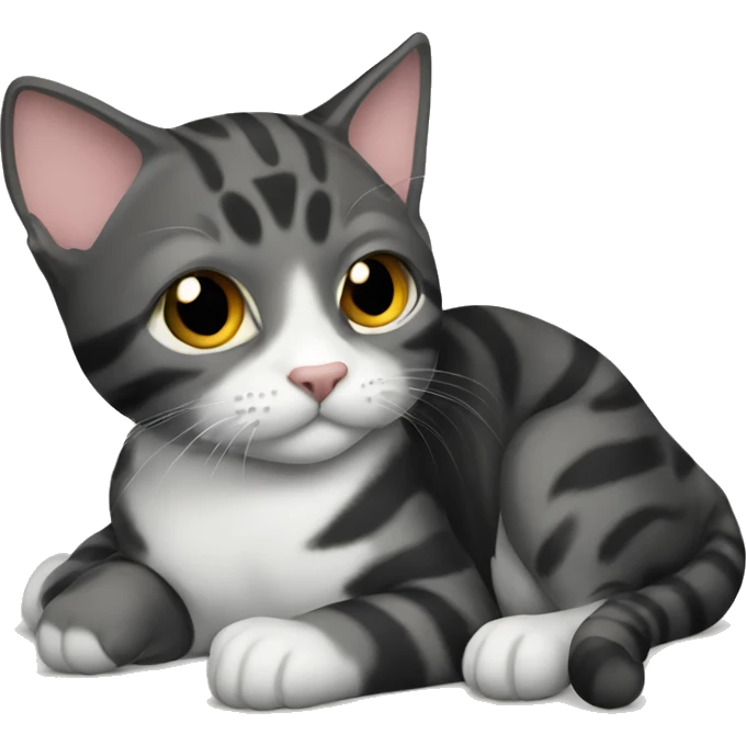 Black Tabby cat laying down emoji