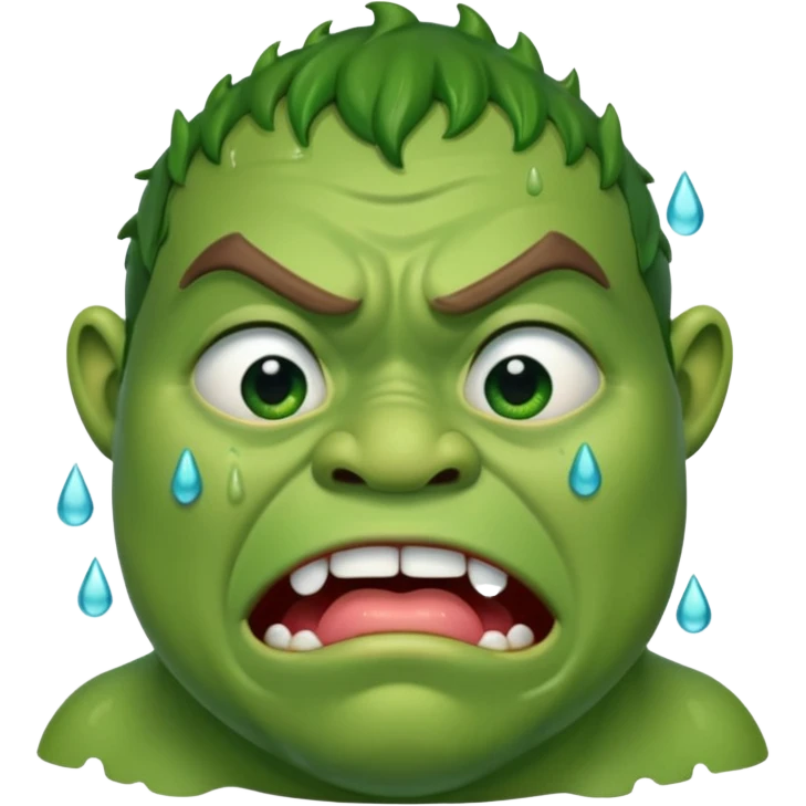 An oger is crying with tears in his eyes emoji