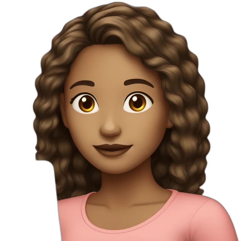 light skin girl long dark brown hairs with laptop emoji