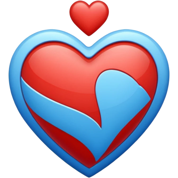 corazon azul y rojo con rayas emoji