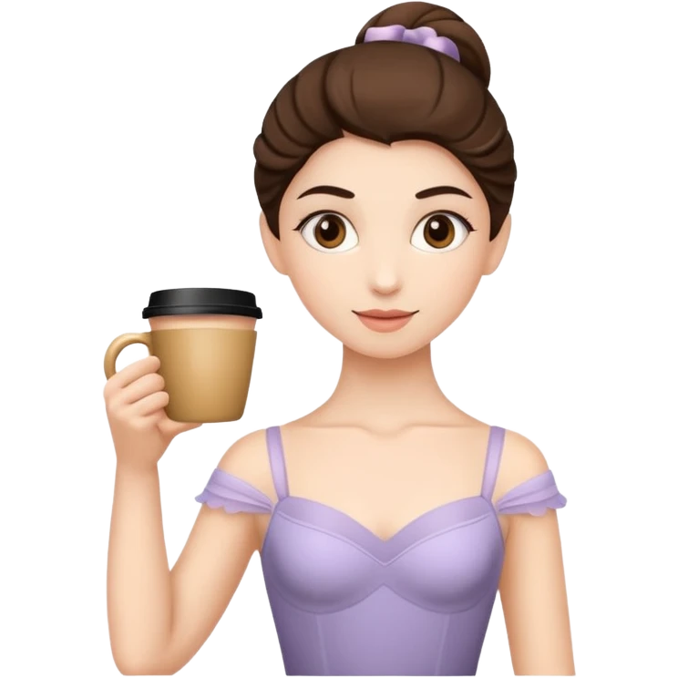 ballet dancer with coffee cup emoji