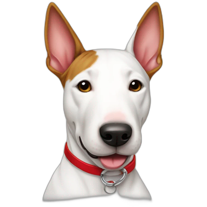 Bullterrier with collar a red emoji