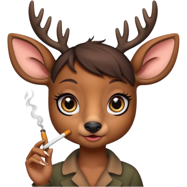 Cute female deer with cigarette with a bow bigger eyes bigger eyeliner and eyelash dont make it look human emoji