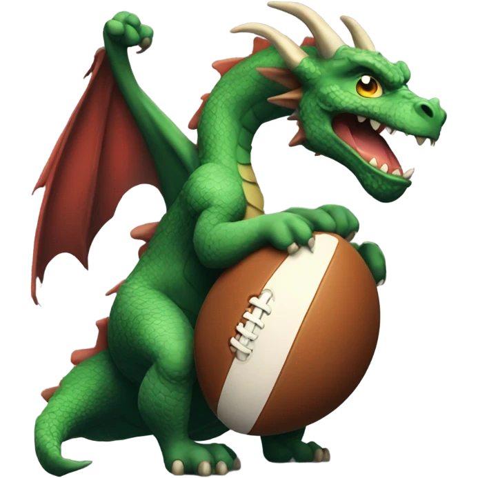 Dragon holding a rugby ball  emoji