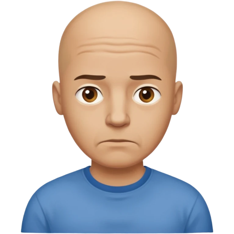 bald man with t shirt with doubting face emoji
