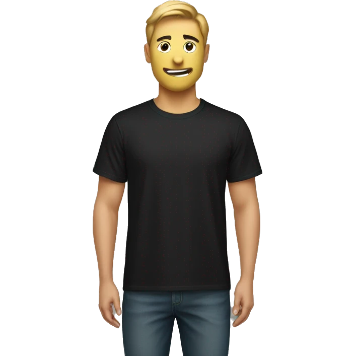 a black t-shirt with a size label emoji