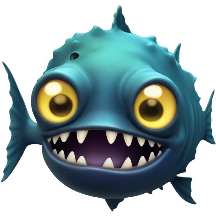 Anglerfish with glowing lure, sharp teeth, and big eyes. emoji