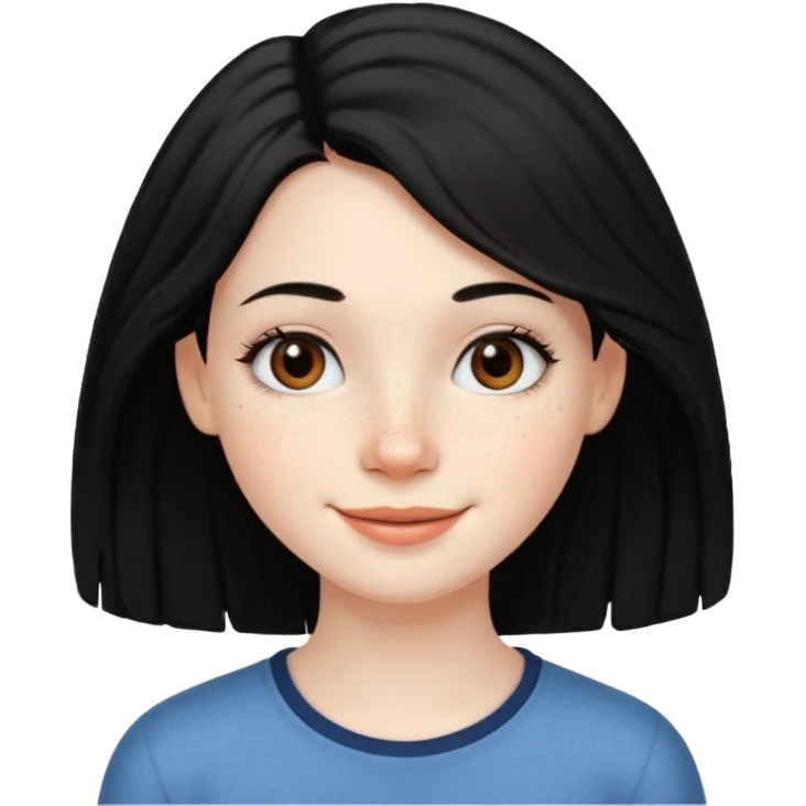 a girl that has black 4c hair textures and pale skin color, It has brown eyes, a nose, lips, and it’s smiling. emoji