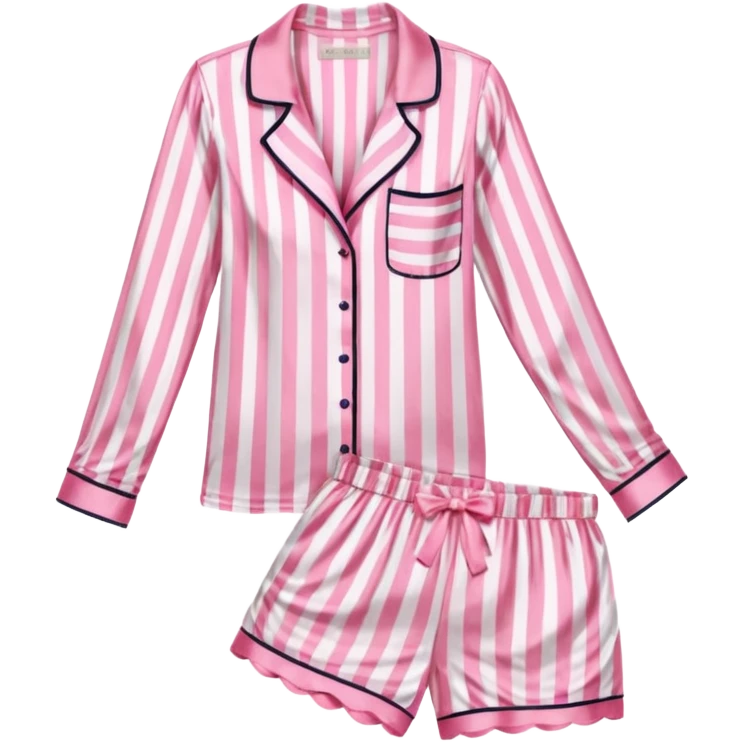 Striped pink and white silk Victoria’s Secret pajama set emoji