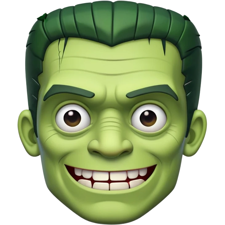 Frankenstein's Monster smiling, cartoonish emoji