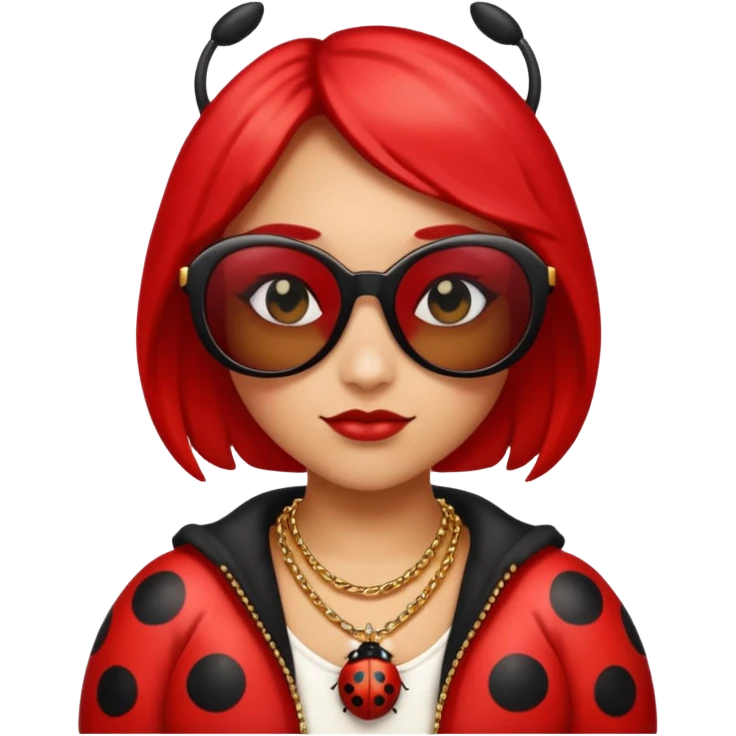 a ladybug thug with sunglasses and a necklace on emoji