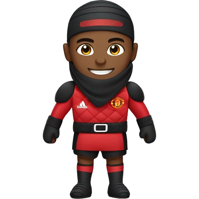 A ninja wearing a Manchester United training kit emoji