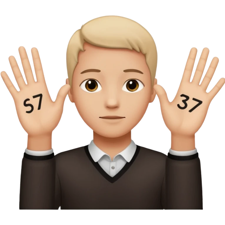 Make a person doing the 67 meme with the words six seven on there hands  emoji