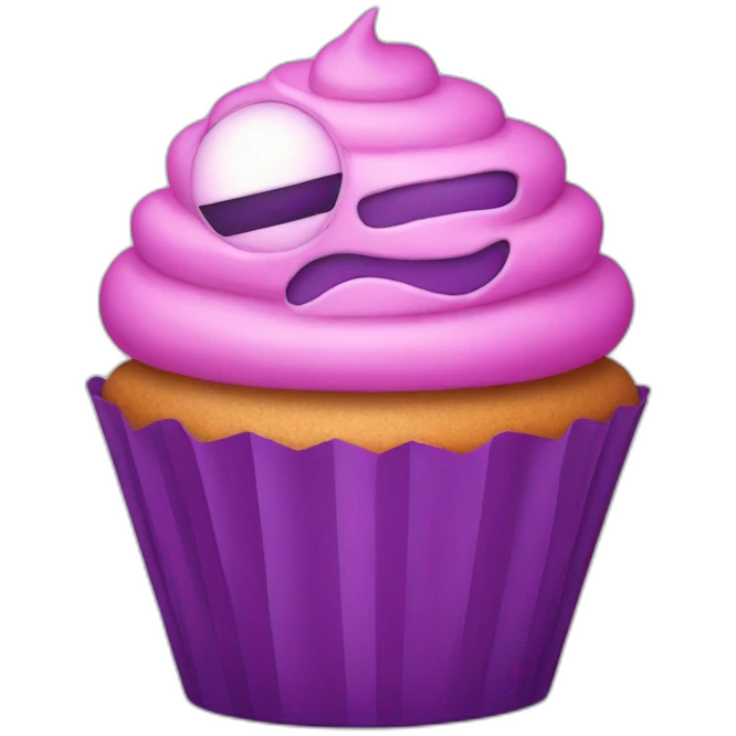 Pink and purple cupcake robot emoji