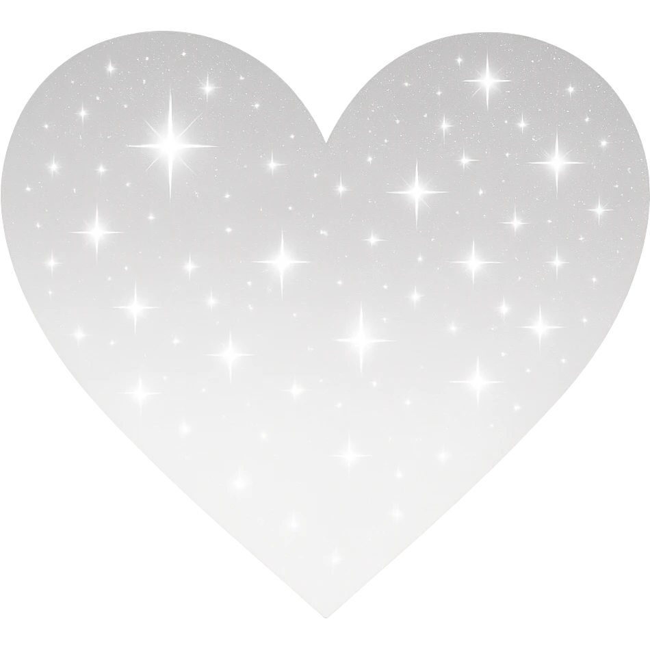 Modify the heart with a night sky gradient to white night theme with a white gradient, more stars, and a soft glow. Remove the background entirely  emoji