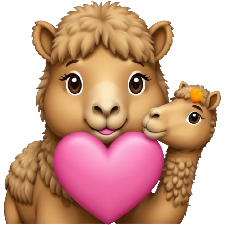 cute camel in pink heart sending kiss emoji