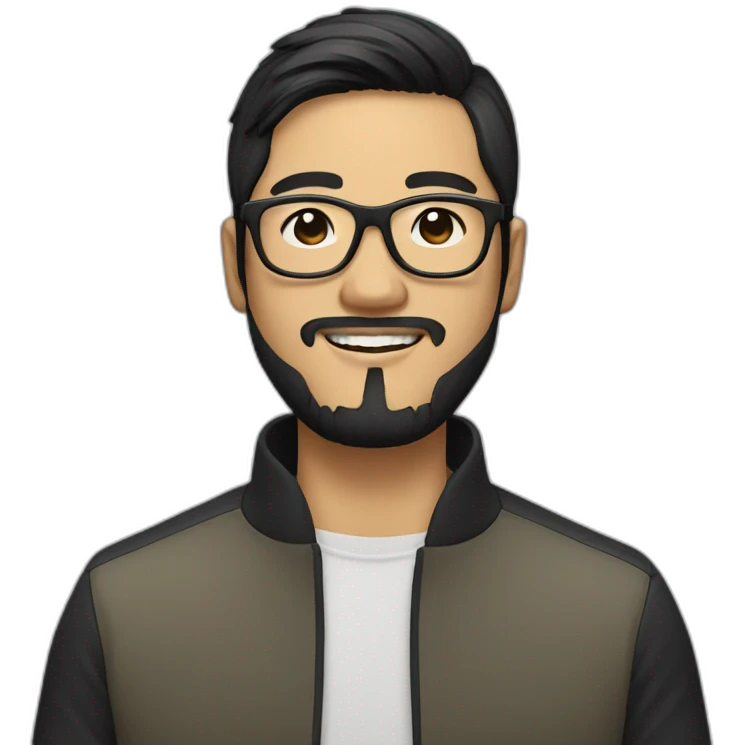 asian designer with glasses and black hair and beard emoji