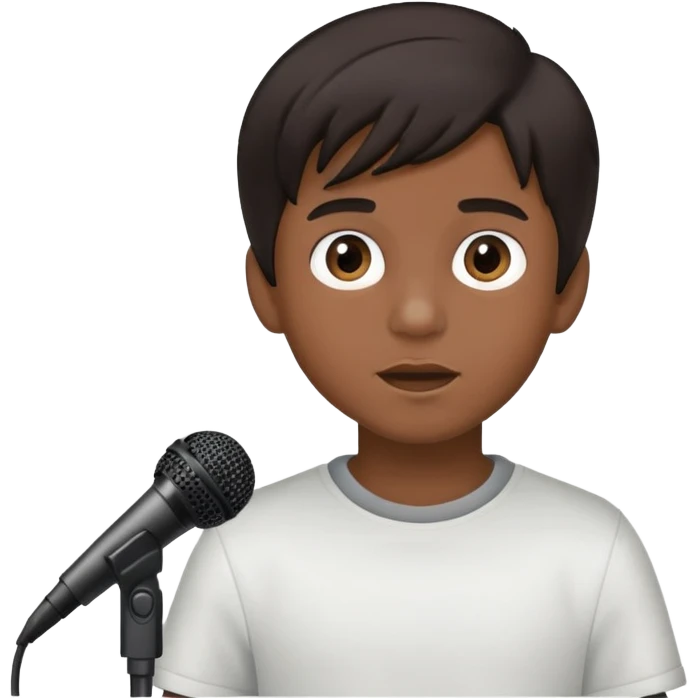 Boy with a microphone hair braun  emoji