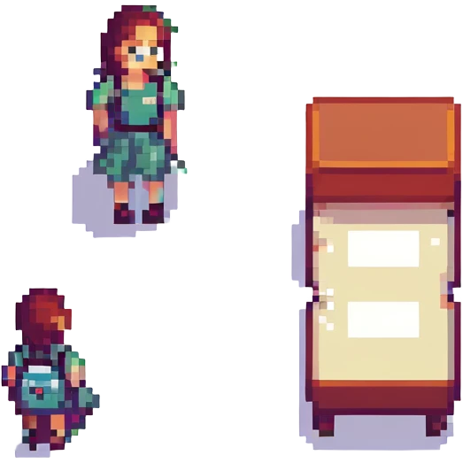 a boy looking at a girl, pixel art style emoji