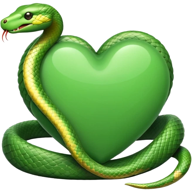 A green heart surrounded by a snake emoji