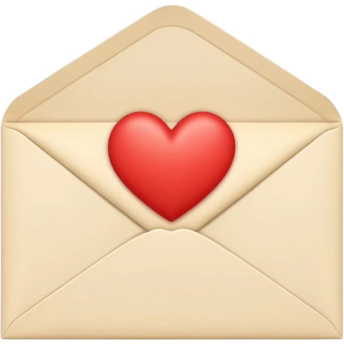Cream-colored Letter Envelope with a heart creamy color in the middle emoji