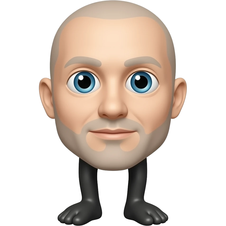 Custom iOS emoji with no blur and a white background. The topic of the emoji is "head with legs and eyes". It MUST maintain the general apple iOS emoji style. emoji