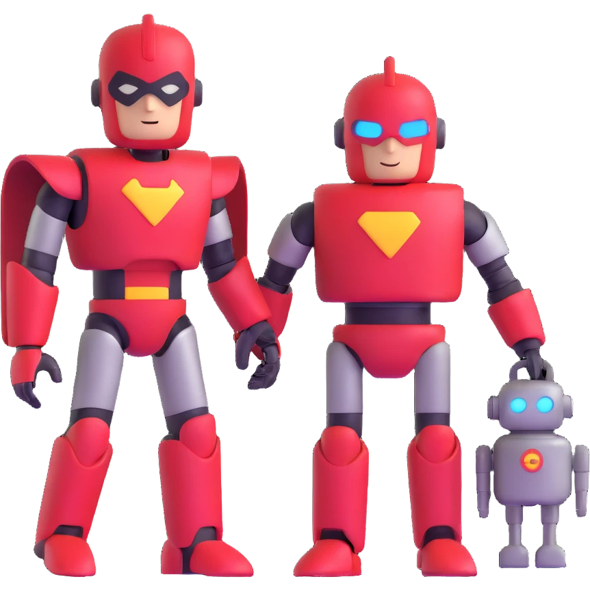 superhero with robot sidekick emoji