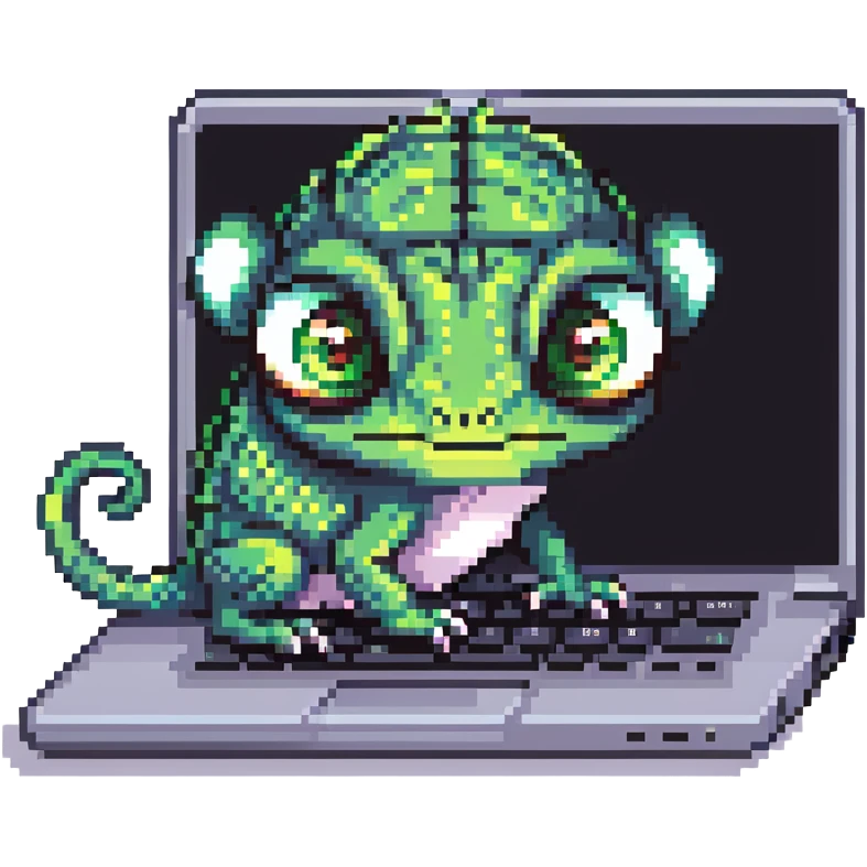 chameleon typing on laptop emoji