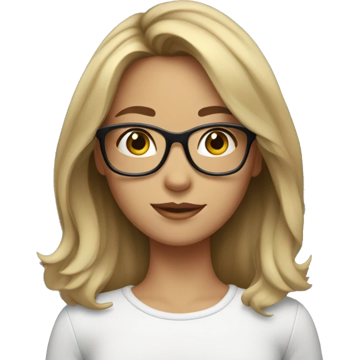 A girl with dark blonde medium length hair and glasses  emoji