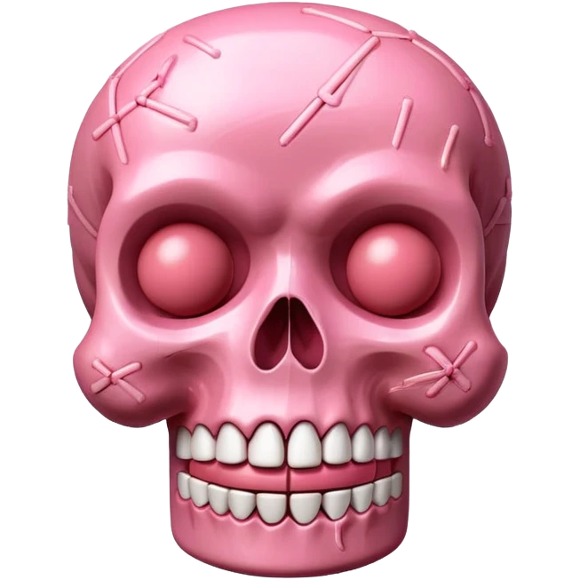 kawaii skull EMOJI made of SPAM MEAT emoji