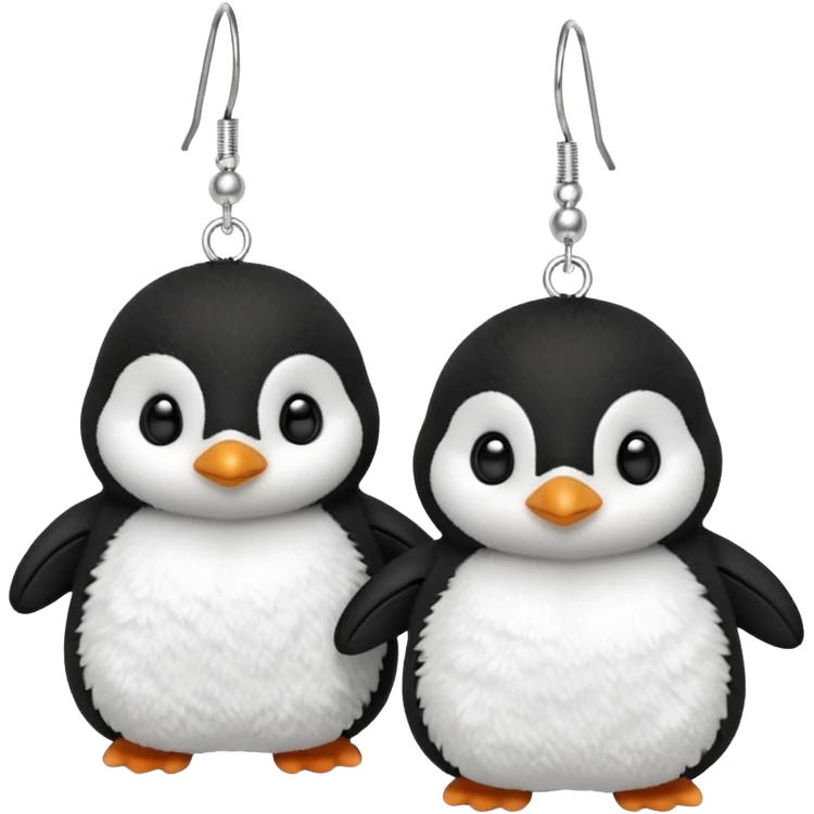 Adorable fluffy baby penguin plushy earings emoji