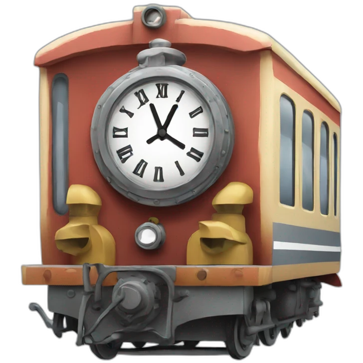 Train with clock emoji