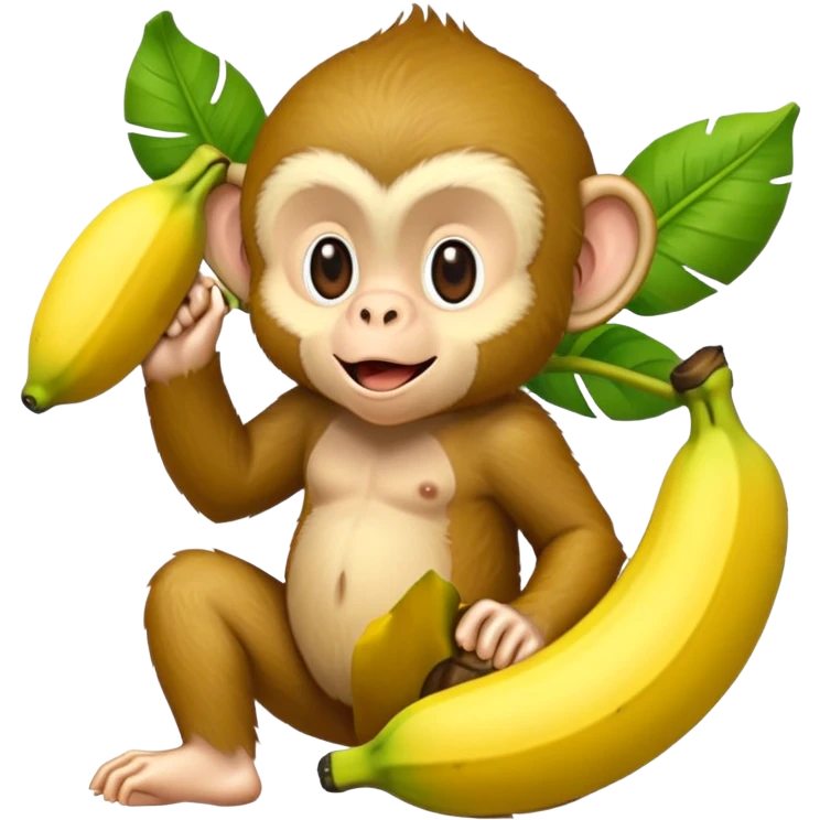 Banana Monkey Green Pink Yellow emoji