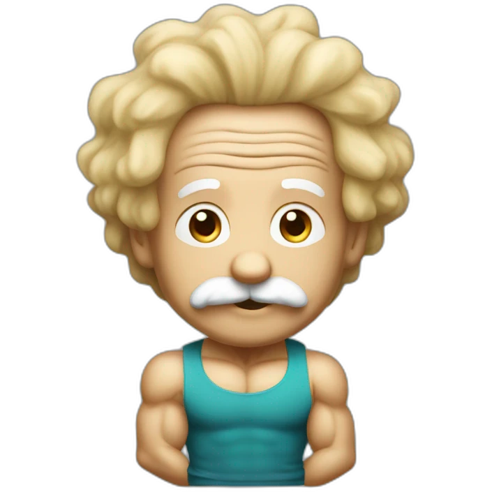 Einstein body building in gym emoji