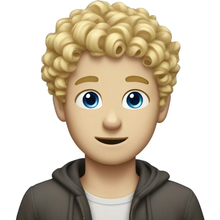 curly blonde boy blue eyes and small mustache emoji