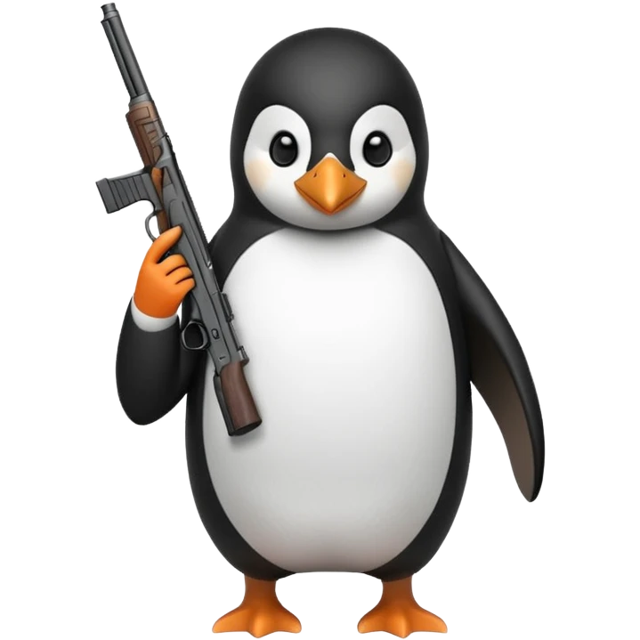 a penguin with a shotgun emoji