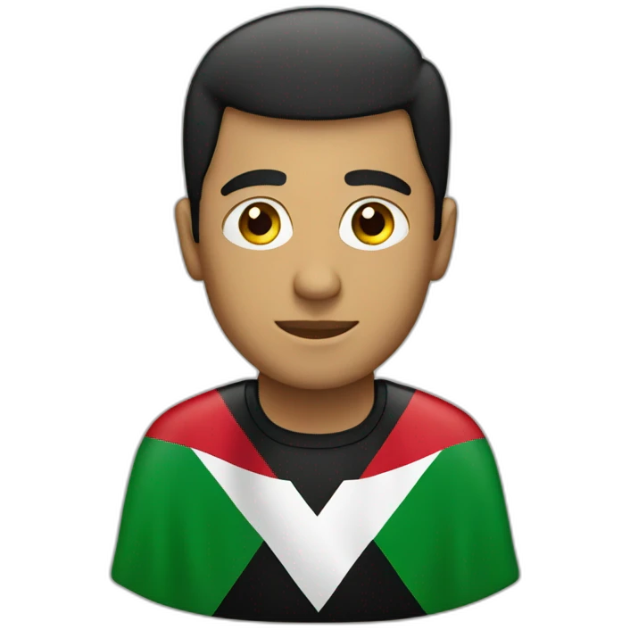 A man wearing a Palestinian flag emoji