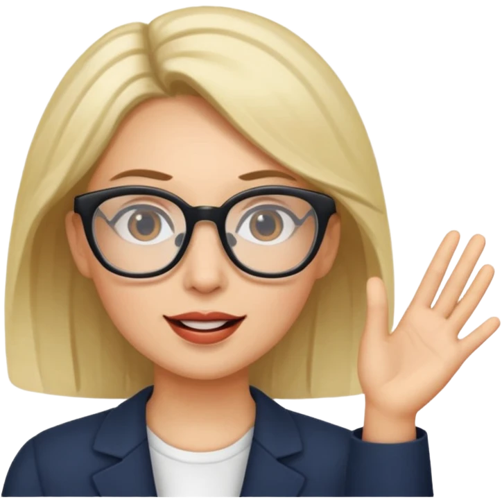 This woman is talking while wearing glasses. emoji