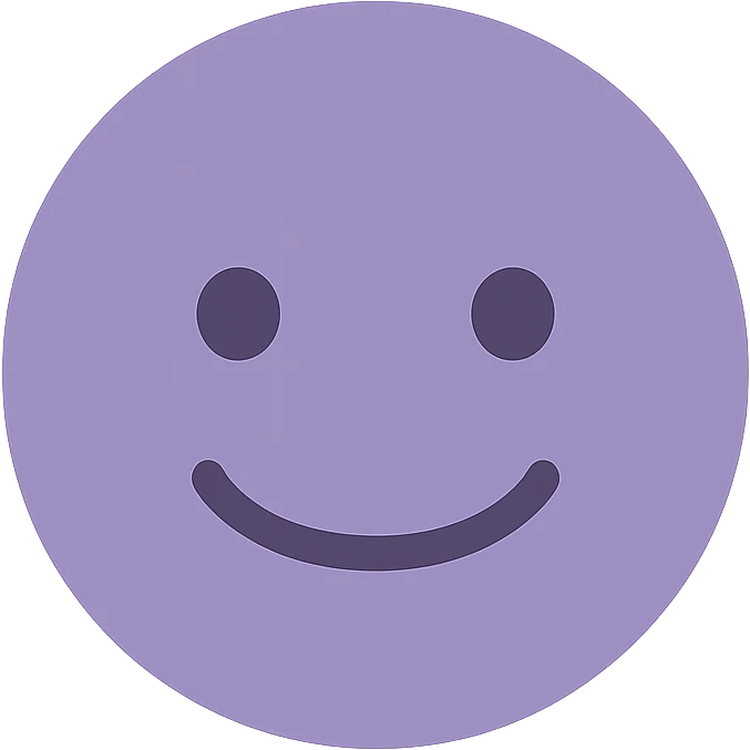 A dull purple a reassured face emoji
