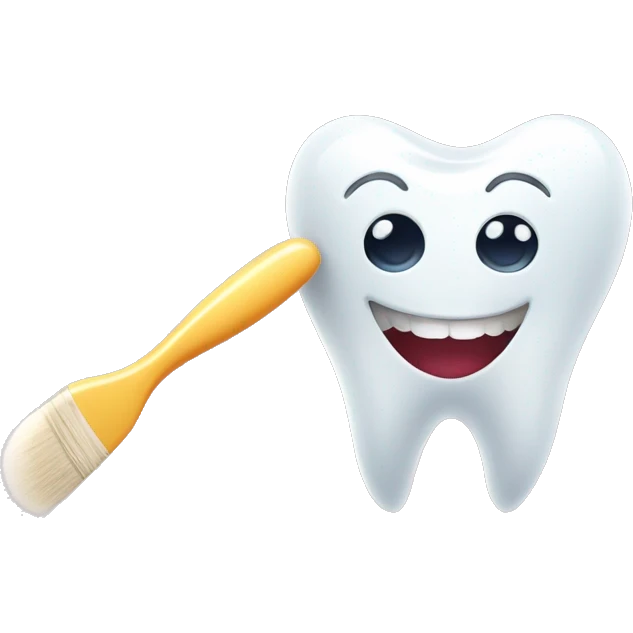 cute tooth with eyes, beautiful smile and brush tooth emoji