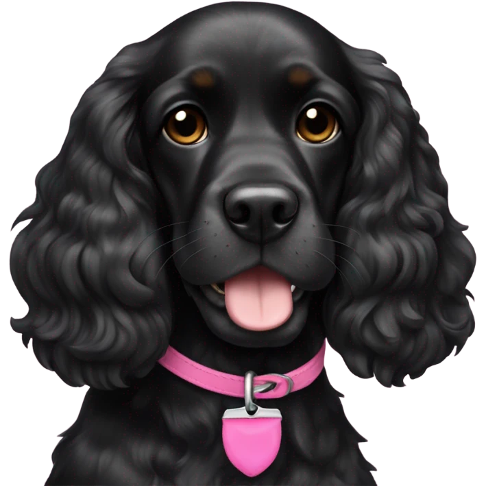 Fully Black cocker spaniel girl with pink collar emoji