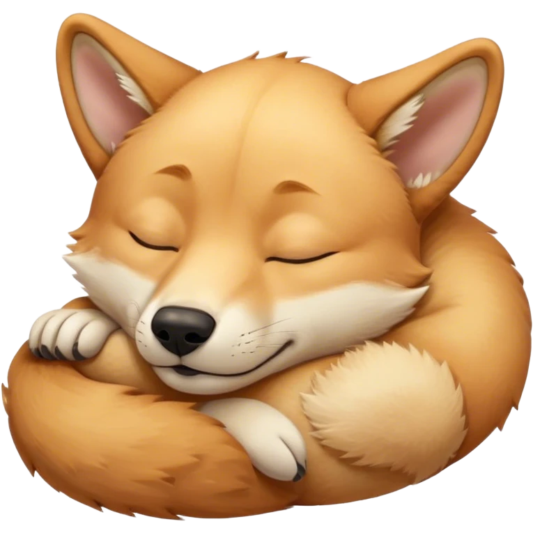 Meme-Worthy Cute Sleeping Dingo Portrait Emoji, Head resting peacefully with a contented smile, showcasing a lean build and a luxuriously soft sandy fur, eyes shut in a serene, restful nap, Simplified yet hilariously adorable features, highly detailed, glowing with a soft, drowsy light, high shine, relaxed and utterly lovable, stylized with an air of playful laziness, bright and heartwarming, soft glowing outline, capturing the essence of a comically sleepy dingo, so meme‐worthy it feels like it could instantly become the next viral sensation of adorable outback slumber! emoji