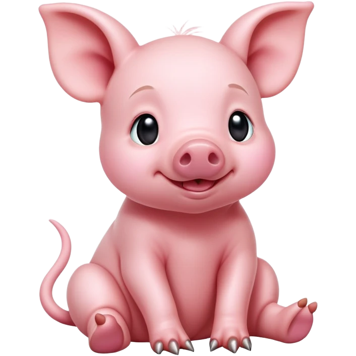 cinematic-[realistic piglet]-realistic-full-body-sitting-emoji,-tail-flicking-lazily,-head-tilted-dramatically,-sleek-[pink]-skin,-simplified-yet-realistic-focused-features,-highly-detailed,-glowing-with-an-almost-sarcastic-glow emoji