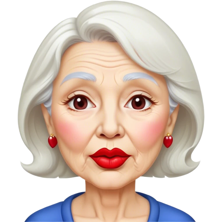 Grandma with lipstick making a kiss face  emoji