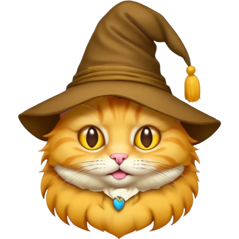 Yellow cat emoji wearing a sorting hat emoji