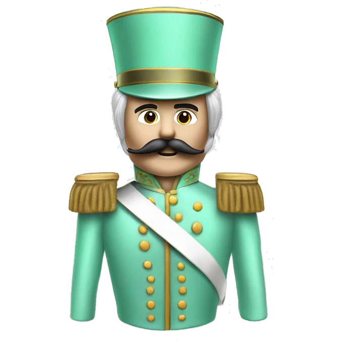 Realistic full length Hipanic pastel mint green nutcracker soldier. With mo mustache and longer hair  emoji
