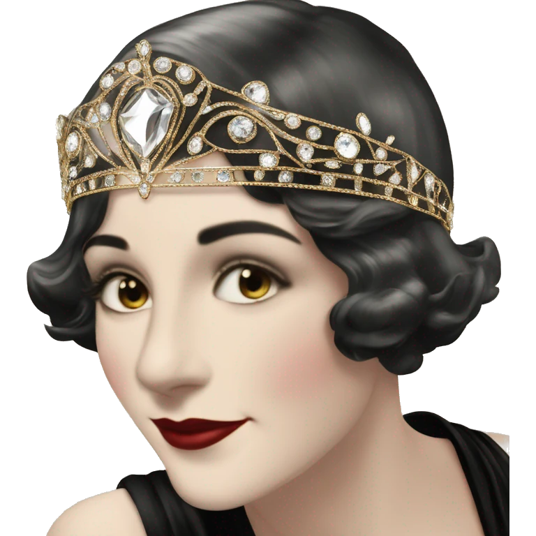 art deco 1920's tiara gold crystals emoji